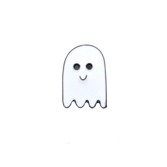 Picture of Pin Brooches Halloween Ghost White Enamel 1 Piece