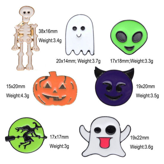 Picture of Pin Brooches Halloween Ghost White Enamel 1 Piece