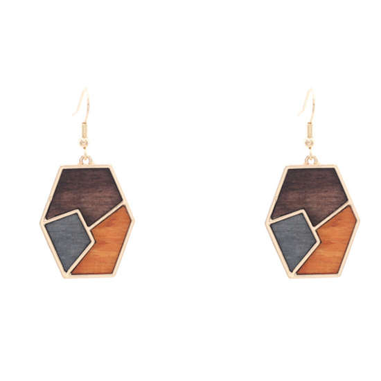 Picture of Earrings Multicolor Hexagon 1 Pair
