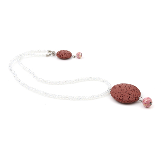 Picture of Lava Rock Beaded Necklace Dark Orange-red Round 45.5cm(17 7/8") long, 1 Piece