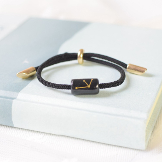 Bild von Ceramic Braided Bracelets Black Rectangle Sagittarius Sign Of Zodiac Constellations Adjustable 20cm(7 7/8") long, 1 Piece