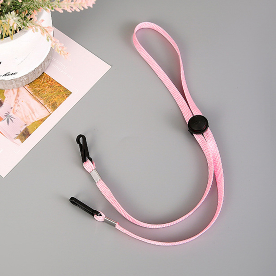 Bild von Nylon Face Mask Neck Strap Lariat Lanyard Necklace Pink Adjustable 70cm(27 4/8") long, 1 Piece