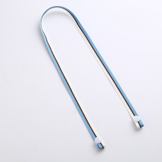 Picture of Polyester Face Mask Neck Strap Lariat Lanyard Necklace White & Blue Adjustable 60cm - 57cm long, 1 Piece