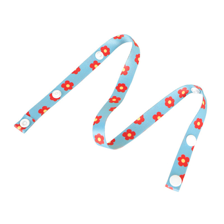 Picture of Polyester Face Mask Neck Strap Lariat Lanyard Necklace Flower Light Blue Adjustable 62cm long, 1 Piece