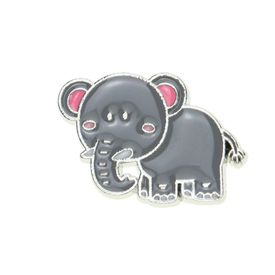 Image de Broche Epingle en Alliage de Zinc Eléphant Gris Émail 28mm x 20mm, 1 Pièce