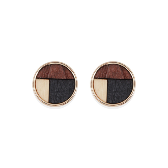 Picture of Ear Post Stud Earrings Multicolor Round Geometric 18mm Dia., 1 Pair
