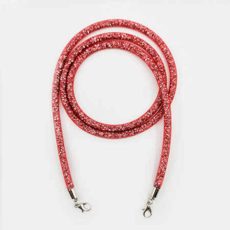 Imagen de Polyester & Acrylic Face Mask And Glasses Neck Strap Lariat Lanyard Necklace Red Clear Rhinestone 70cm(27 4/8") long, 1 Piece