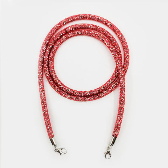 Bild von Polyester & Acrylic Face Mask And Glasses Neck Strap Lariat Lanyard Necklace Red Clear Rhinestone 70cm(27 4/8") long, 1 Piece