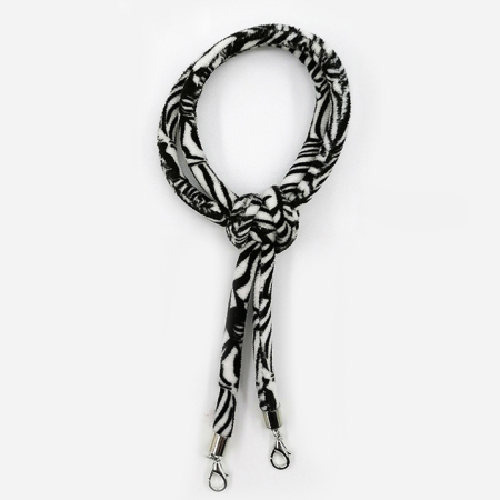 Picture of Polyester Face Mask And Glasses Neck Strap Lariat Lanyard Necklace Black & White 70cm(27 4/8") long, 1 Piece