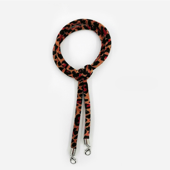 Picture of Polyester Face Mask And Glasses Neck Strap Lariat Lanyard Necklace Leopard Print Brown & Black 70cm(27 4/8") long, 1 Piece