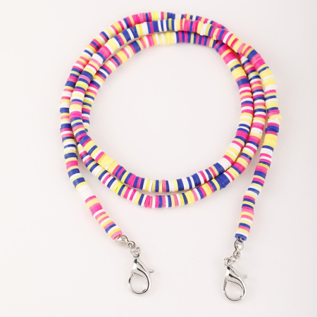 Polymer Clay Face Mask And Glasses Neck Strap Lariat Lanyard Necklace Multicolor 60cm long, 1 Piece