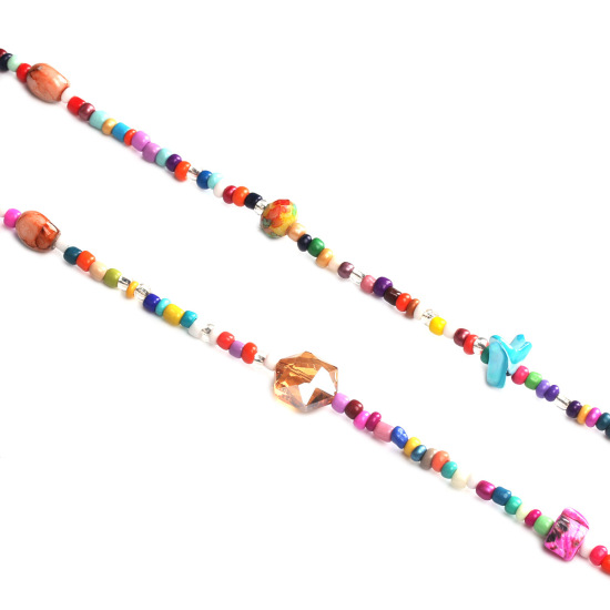 Изображение Lanyard Sweater Necklace Long Multicolor Round 80cm(31 4/8") 6cm(2 3/8") long, 1 Set