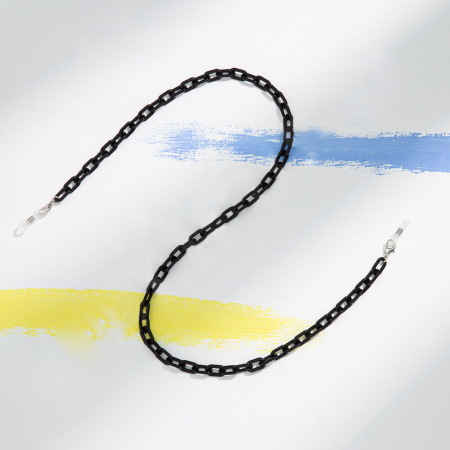 Imagen de Nueva Moda Acrílico Mascarilla y Gafas Collar con Cordón Lariat con Correa para el Cuello Cable Cadena Cruz Negro 68cm longitud, 1 Unidad