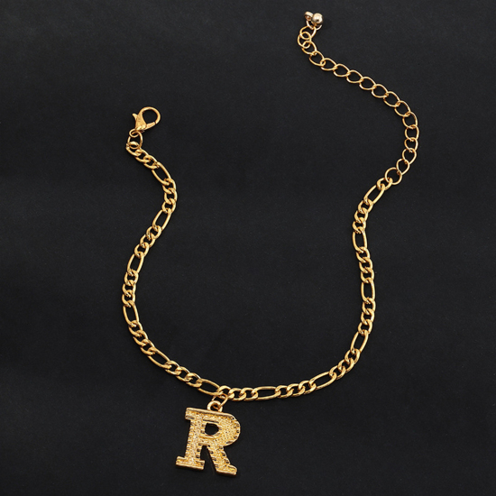Picture of Anklet Gold Plated Capital Alphabet/ Letter Message " R " 21.8cm(8 5/8") long, 1 Piece