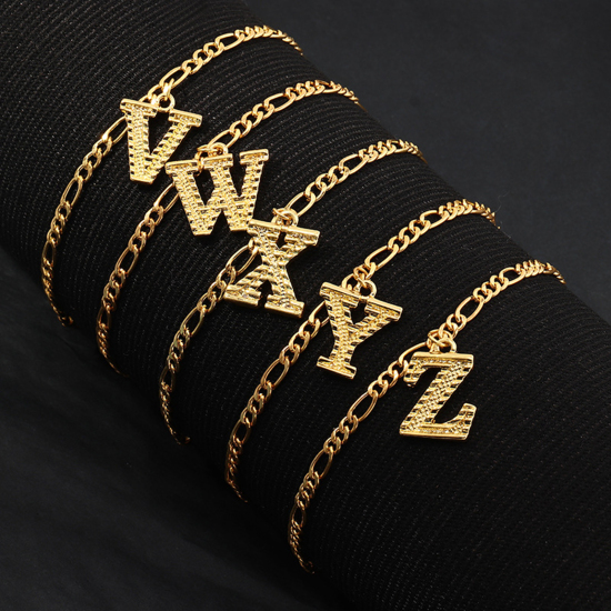Picture of Anklet Gold Plated Capital Alphabet/ Letter Message " Y " 21.8cm(8 5/8") long, 1 Piece