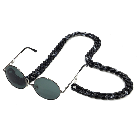 Изображение Акриловые Снаряженные Цепиарматуры Маска для лица и очки, ремешок на шее, ожерелье с шнурком Черный Антипробуксовочная 70смдлина, 1 ШТ