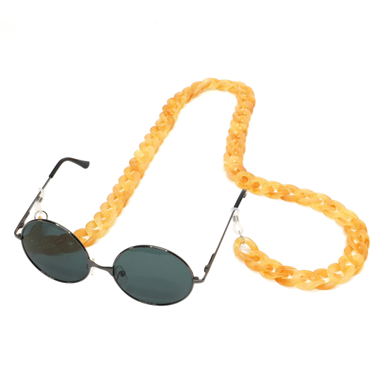 Picture of Acrylic Link Curb Chain Findings Face Mask And Glasses Neck Strap Lariat Lanyard Necklace Orange Anti Slip 70cm(27 4/8") long, 1 Piece