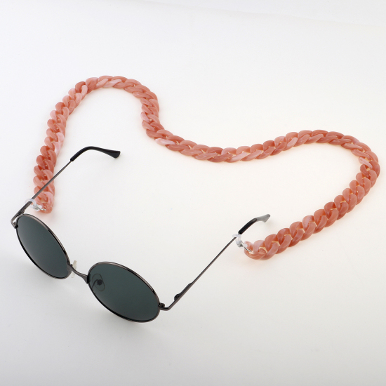 Picture of Acrylic Link Curb Chain Findings Face Mask And Glasses Neck Strap Lariat Lanyard Necklace Orange Pink Anti Slip 70cm(27 4/8") long, 1 Piece
