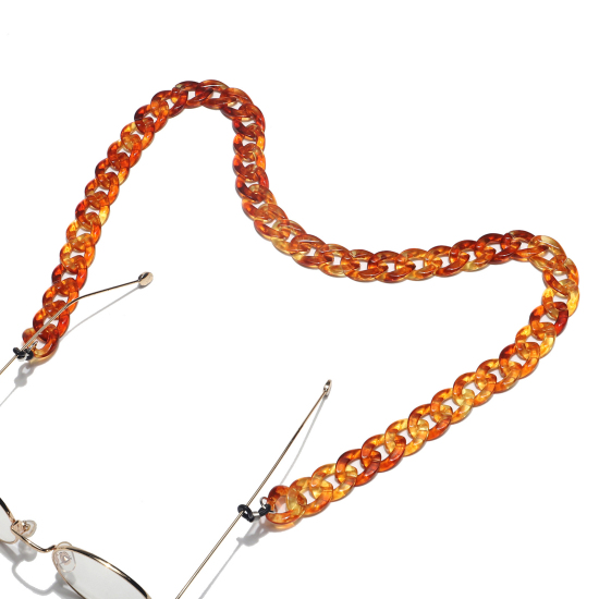 Picture of Acrylic Link Curb Chain Findings Face Mask And Glasses Neck Strap Lariat Lanyard Necklace Amber Anti Slip 65cm long, 1 Piece