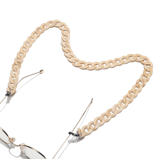 Picture of Acrylic Link Curb Chain Findings Face Mask And Glasses Neck Strap Lariat Lanyard Necklace Khaki Anti Slip 65cm long, 1 Piece