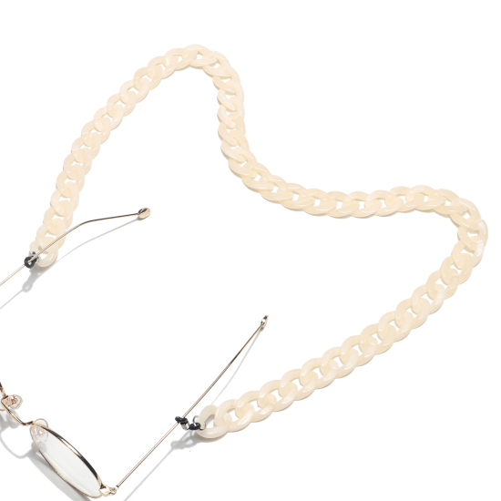 Picture of Acrylic Link Curb Chain Findings Face Mask And Glasses Neck Strap Lariat Lanyard Necklace Beige Anti Slip 65cm long, 1 Piece