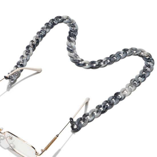 Picture of Acrylic Link Curb Chain Findings Face Mask And Glasses Neck Strap Lariat Lanyard Necklace Gray Anti Slip 65cm long, 1 Piece