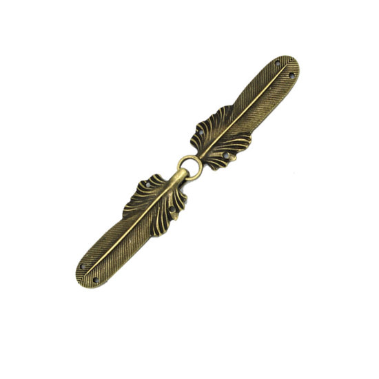 Picture of Hook Clasps Brooch Feather Antique Bronze 90mm x 17mm, 1 Piece