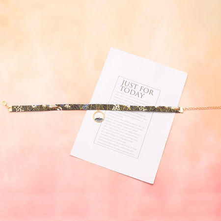 Image de Collier Ras de Cou en Tissu Bleu Marine Rond Montagne 30cm long, 1 Pièce