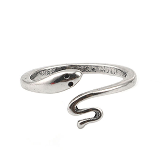 Picture of Open Adjustable Wrap Rings Antique Silver Color Snake Animal 16.5mm(US Size 6), 1 Piece