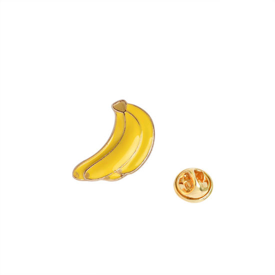 Immagine di Spilla Banana Giallo Smalto 20mm x 12mm, 1 Pz