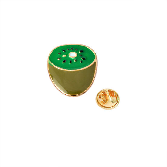 Immagine di Spilla Kiwi Verde Smalto 17mm x 15mm, 1 Pz
