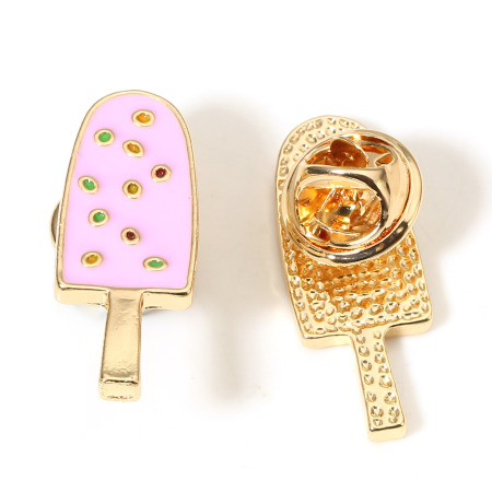 Picture of Pin Brooches Ice Lolly Purple Enamel 27mm x 11mm, 1 Piece