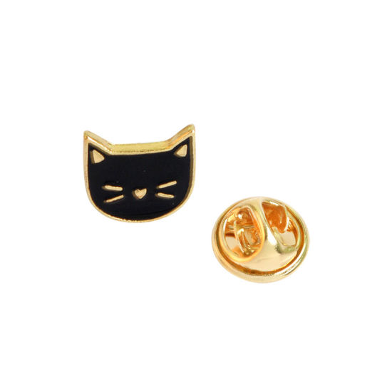 Image de Broche Epingle Chat Noir Émail 13mm x 11mm, 1 Pièce