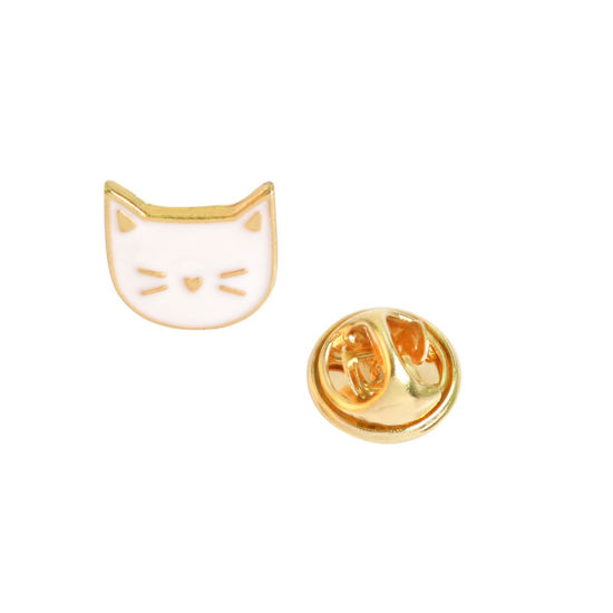 Image de Broche Epingle Chat Blanc Émail 13mm x 11mm, 1 Pièce