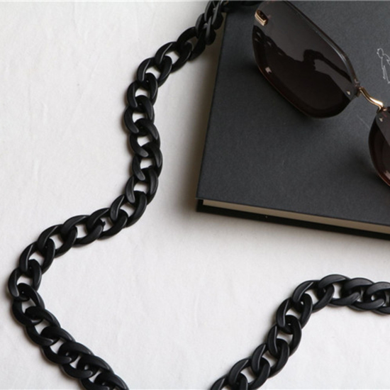 Picture of Acrylic Link Curb Chain Findings Eyeglasses Chain Holder Black 70cm(27 4/8") long, 1 Piece
