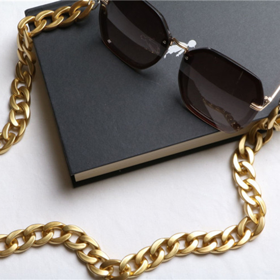 Picture of Acrylic Link Curb Chain Findings Eyeglasses Chain Holder Golden 70cm(27 4/8") long, 1 Piece