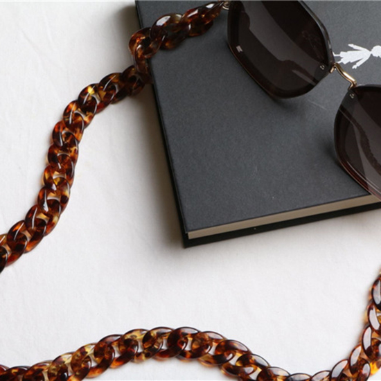 Picture of Acrylic Link Curb Chain Findings Eyeglasses Chain Holder Brown 70cm(27 4/8") long, 1 Piece