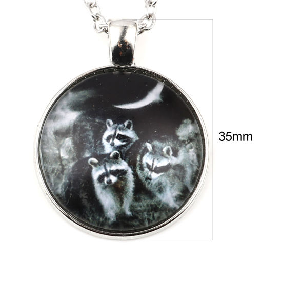 Image de Colliers Argent Mat Gris Rond Racoon 61.5cm long, 2 Pièces