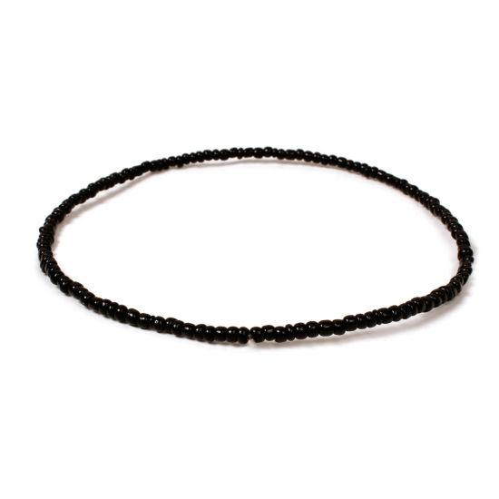 Изображение Стеклянные Ожерелье из бисера Черный 40см Длина, 1 ШТ