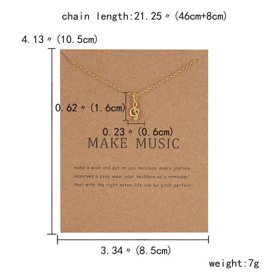 Image de Colliers Série de Carton Doré Note Musicale 46cm long, 1 Pièce