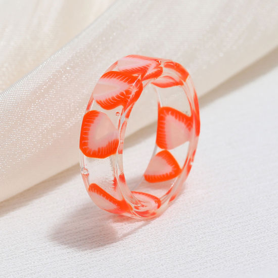 Picture of Resin Unadjustable Rings Red Circle Ring Strawberry 1 Piece