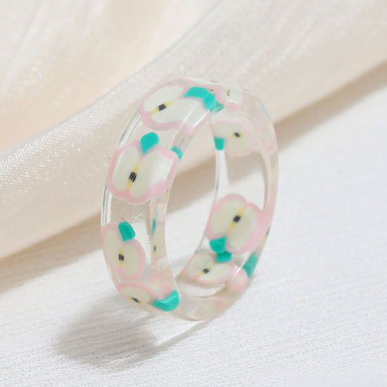 Picture of Resin Unadjustable Rings Light Pink Circle Ring Apple 1 Piece