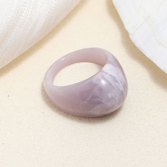 Picture of Resin Unadjustable Rings Mauve Irregular 2 PCs