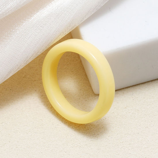 Picture of Resin Unadjustable Rings Yellow Circle Ring 2 PCs