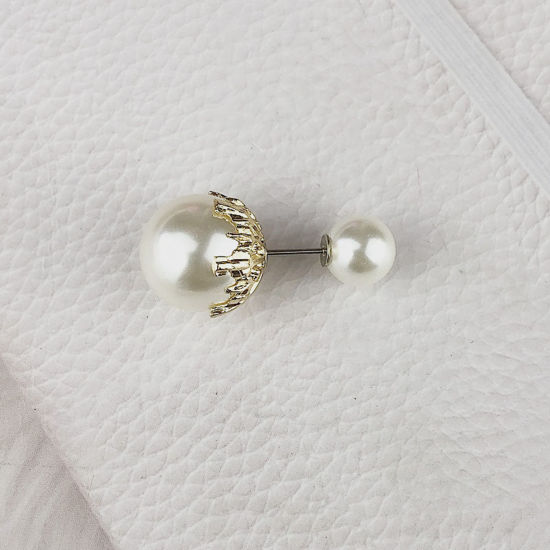 Imagen de Acrílico Pin Broches Bola Blanco Imitación de perla 3.8cm, 1 Unidad