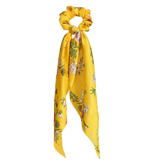 Picture of Fabric Hair Ties Band Yellow Flower 8.5cm Dia., 1 Piece