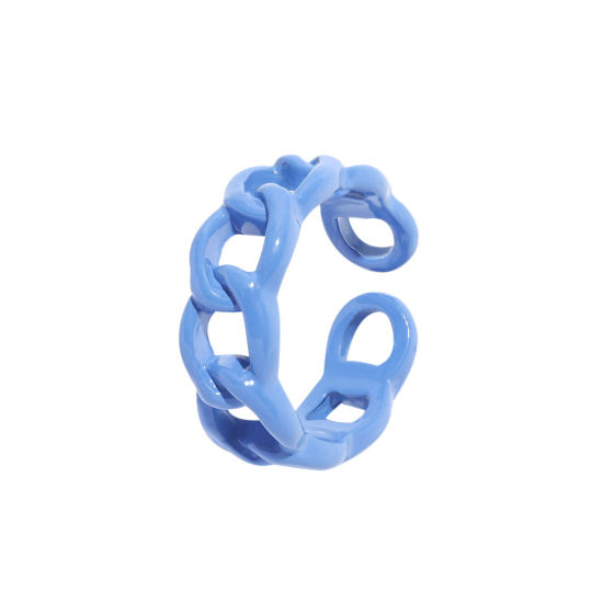 Bild von Offen Verstellbar Ring Blau Spritzlackierung Geometrie 1 Stück