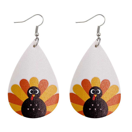 Picture of PU Leather Halloween Earrings Multicolor Drop 78mm x 38mm, 1 Pair