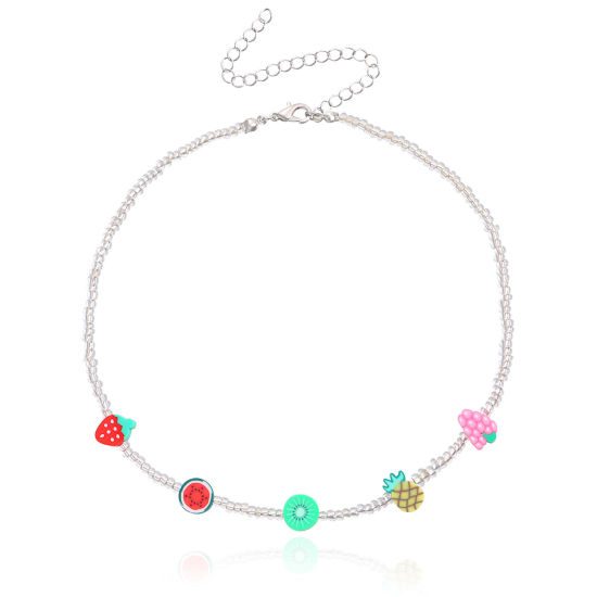 Picture of Plastic Cute Beaded Necklace White Fruit At Random 35cm(13 6/8") long, 1 Piece