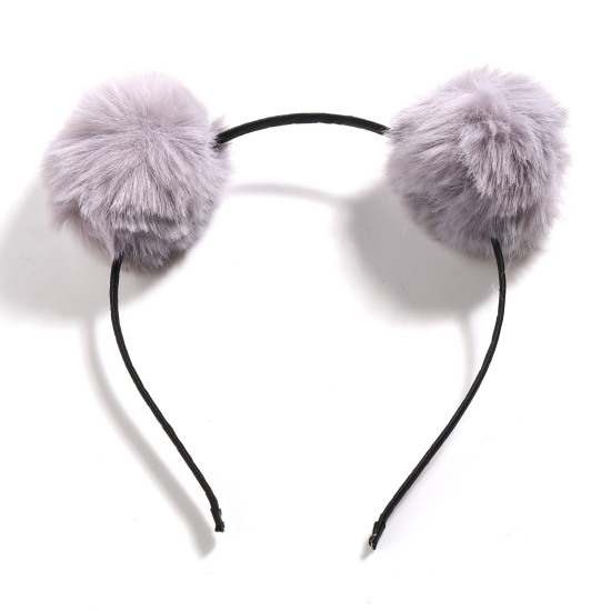 Immagine di Lega di Ferro Natale Fascia per Capelli Nero & Grigio Pompon Corna Ramificate di Cervo Brillio 20cm x 18cm , 1 Pz